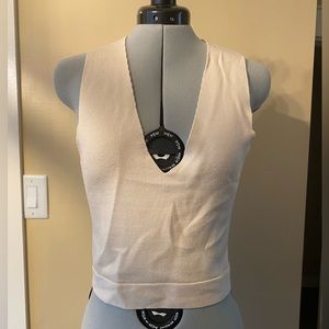 Bowknot Back V-Neck Crop Knit Vest in Cream